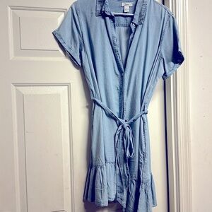 Denim button down dress